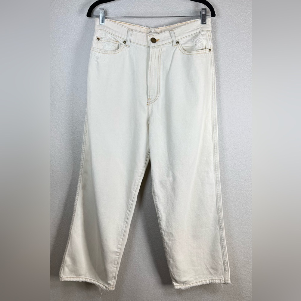 THE GREAT. Off-White Wide Leg Jeans